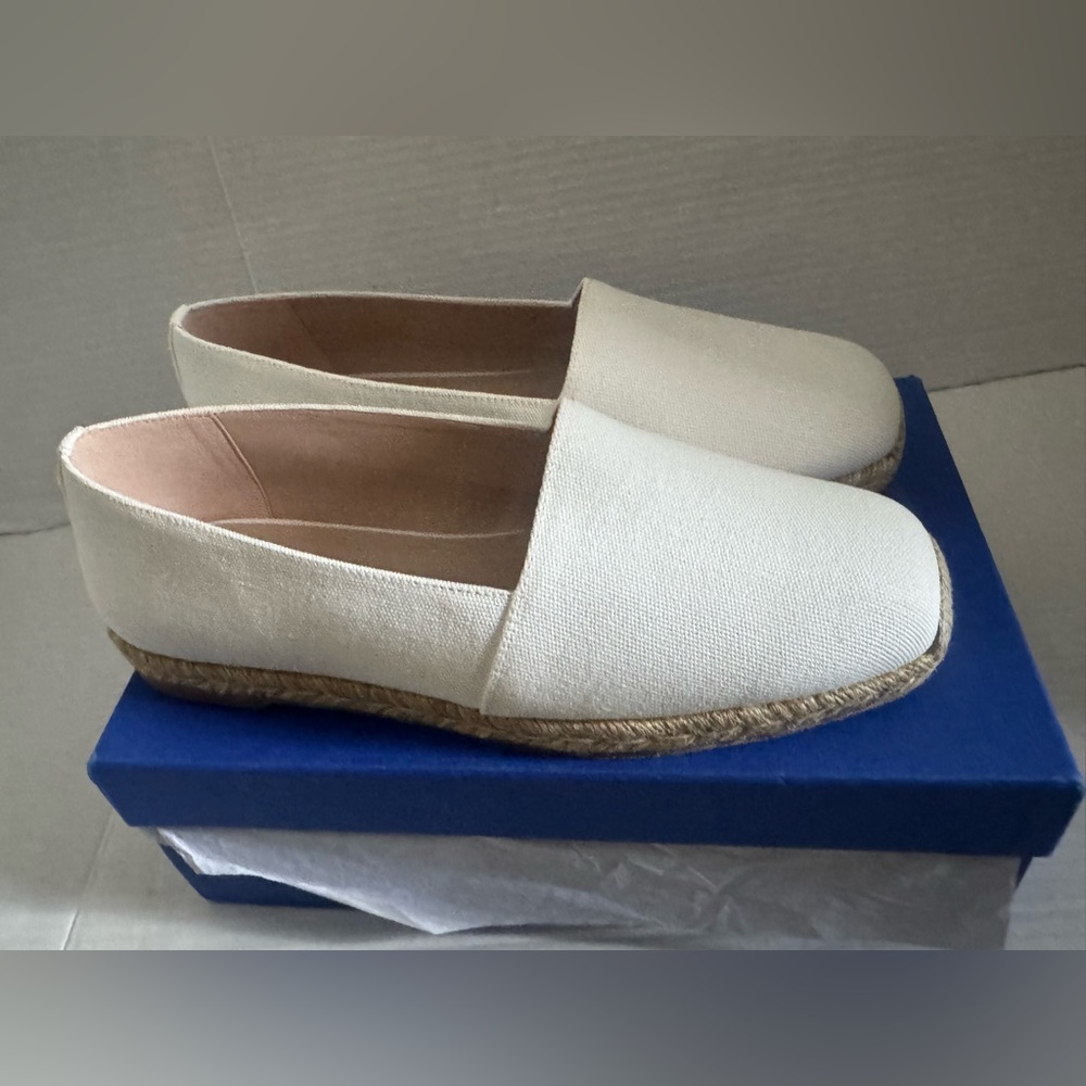 Stuart Weitzman Cream Espadrille Slip-On Flats